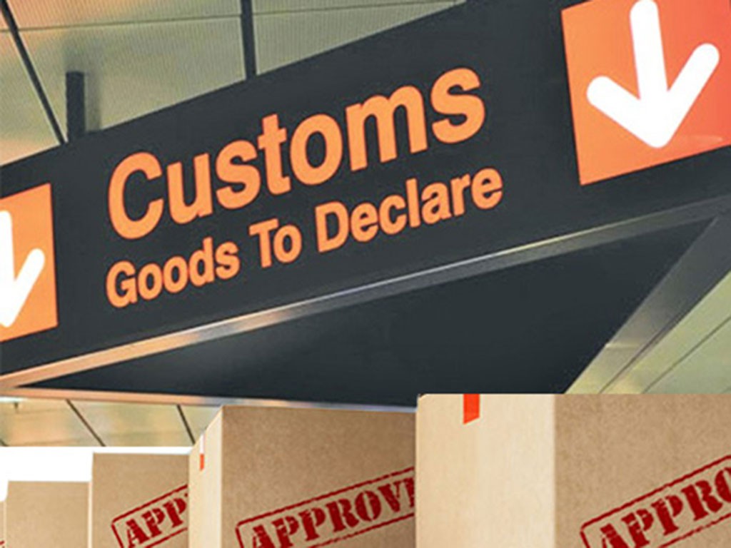 Gone customs. Going through the Customs.